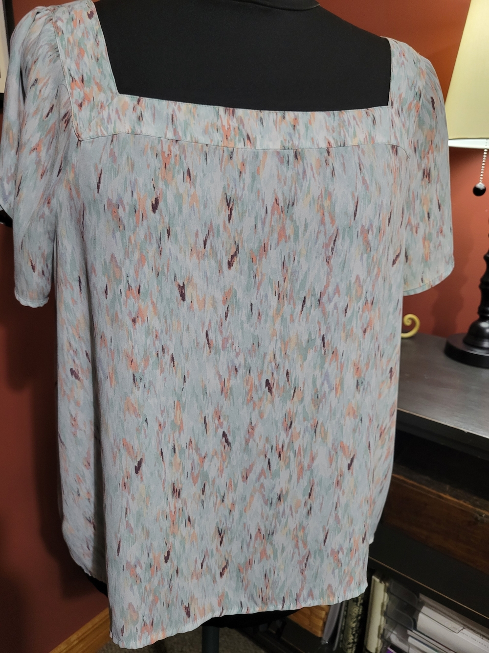 LOFT Pastel Multi-Print Square Neck Blouse